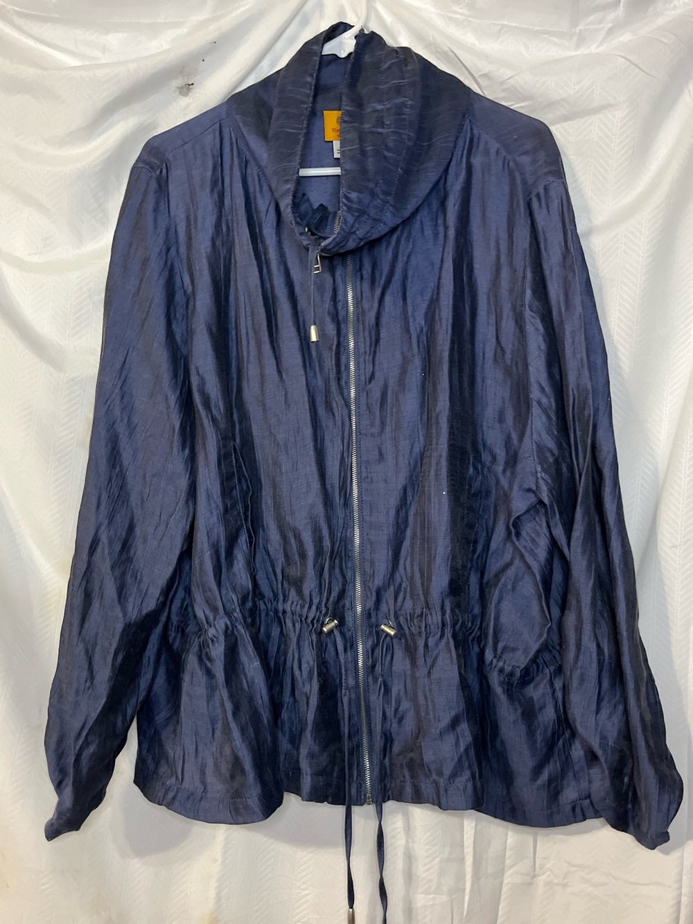 Ruby Rd. Iridescent Navy Zip-Front Utility Jacket - Picture 2 of 5